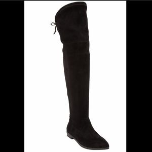 Black suede knee high boots